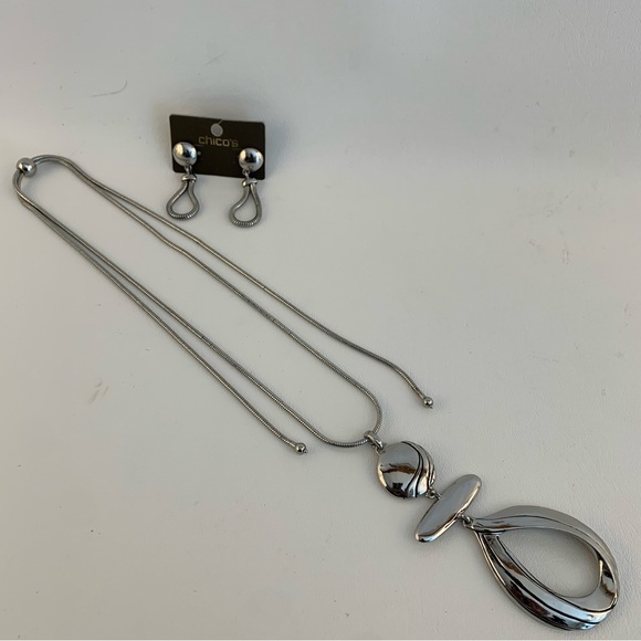 Chico’s Silver-tone Necklace with Earrings - Picture 2 of 4